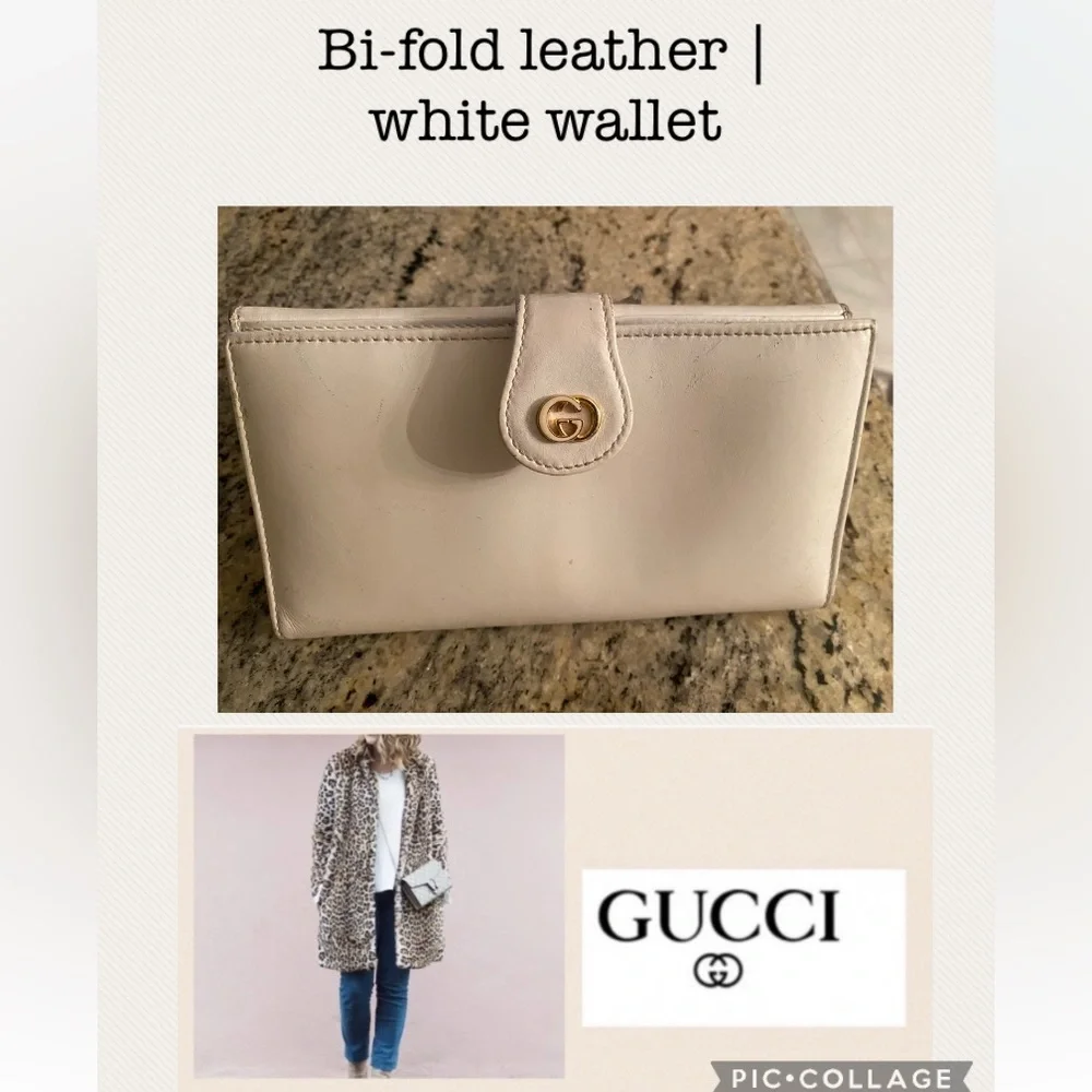 2-1 Deal Gucci|white leather Bi-Fold wallet ++free shopping bag :)